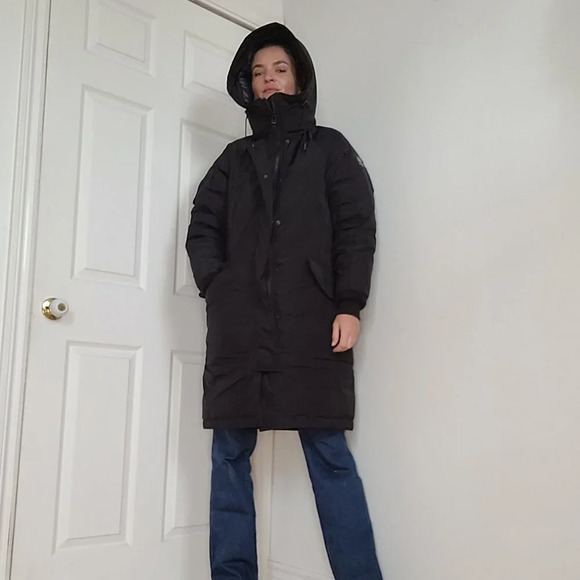 Kanuk black long winter coat with hood - Picture 2 of 9